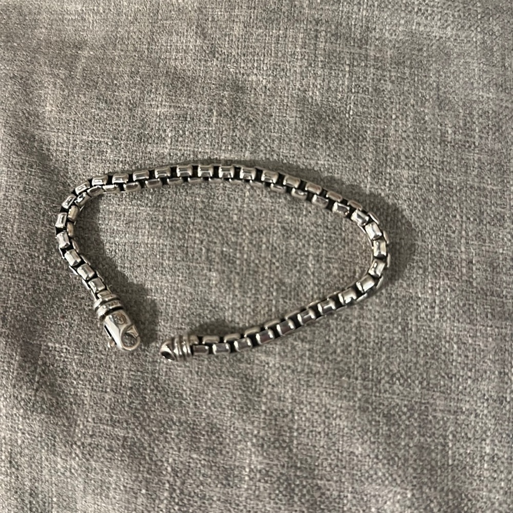 David Yurman authentic estate men’s box chain bracelet   8” silver 5.2 mm